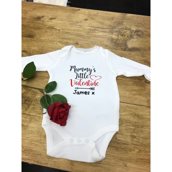 Personalised Mummys Little Valentine Long Sleeved Bodysuit